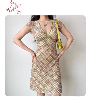plaid A-line dress