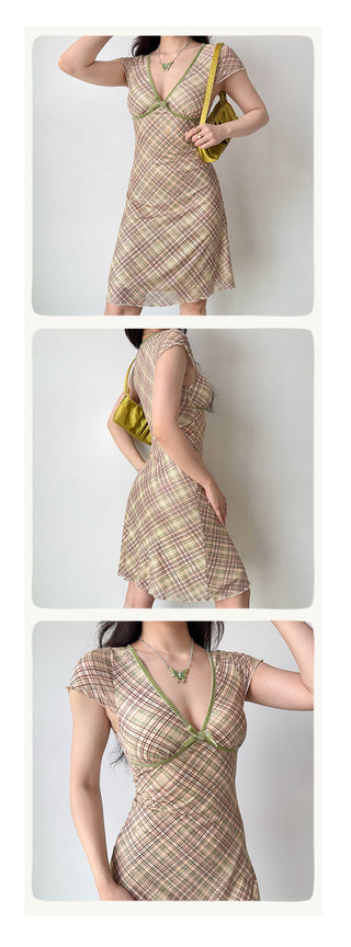 plaid A-line dress