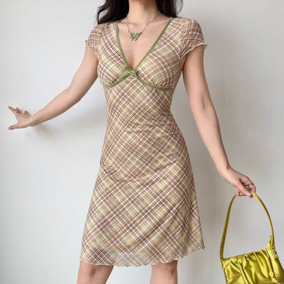 plaid A-line dress