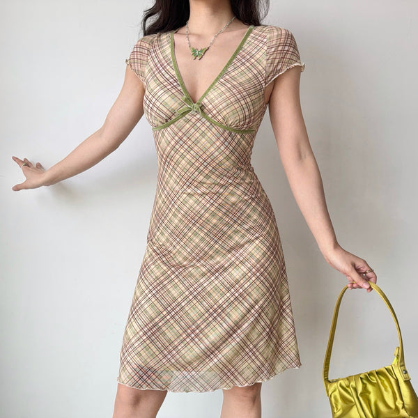 plaid A-line dress