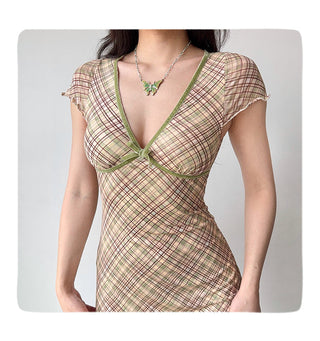 plaid A-line dress