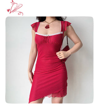 red polka dress