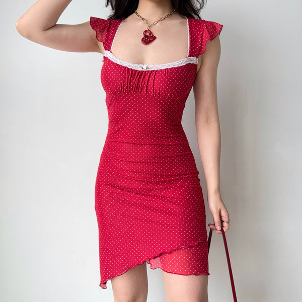 red polka dress