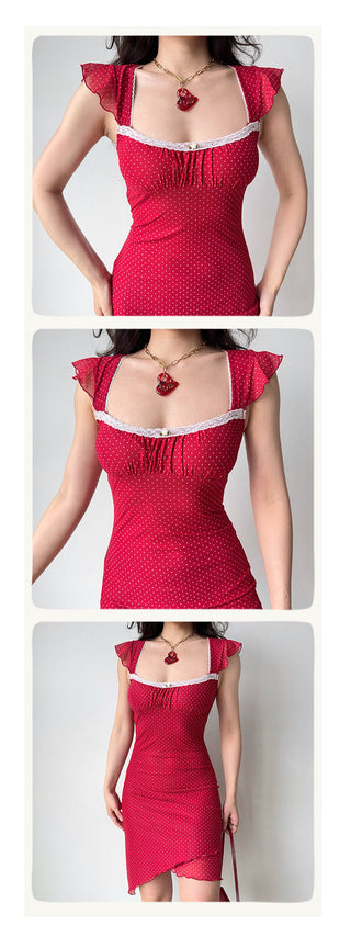 red polka dress