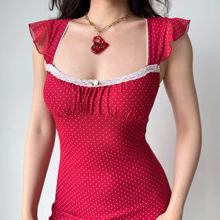 red polka dress