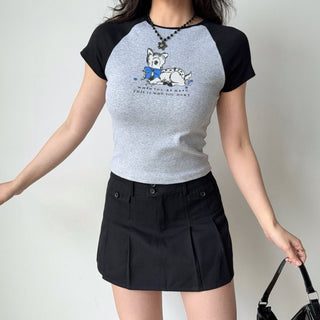 black pleated skirt