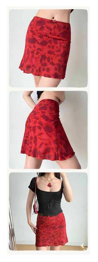 red print skirt