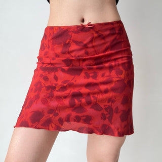 red print skirt