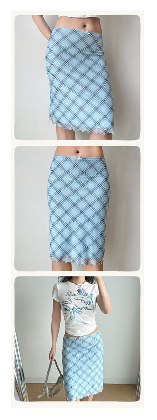 blue plaid skirt