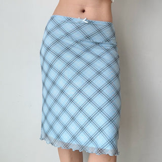 blue plaid skirt