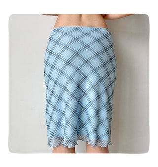blue plaid skirt