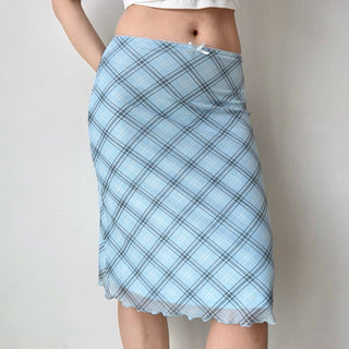 blue plaid skirt