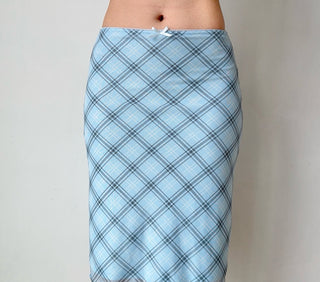 blue plaid skirt