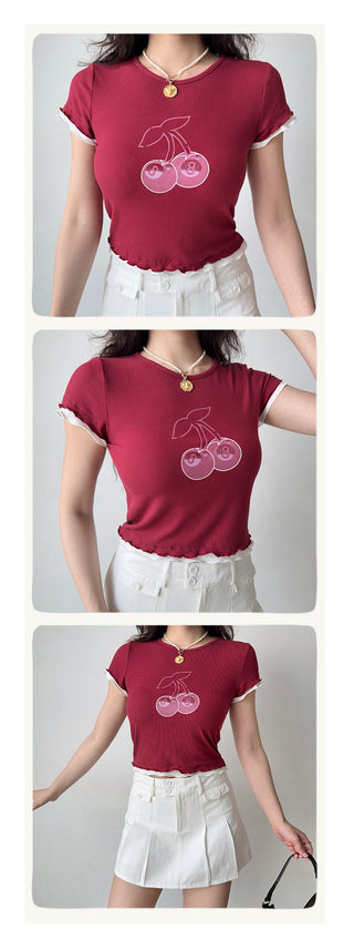 cherry shoulder Top