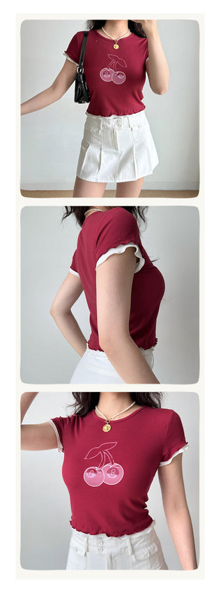 cherry shoulder Top