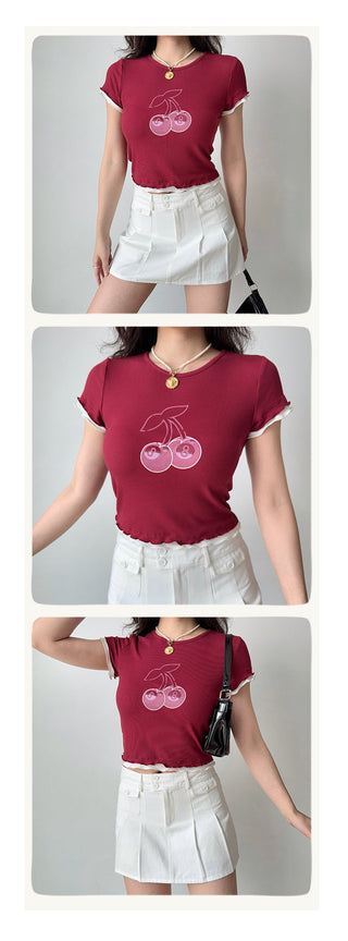 cherry shoulder Top