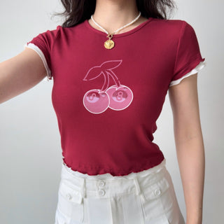 cherry shoulder Top