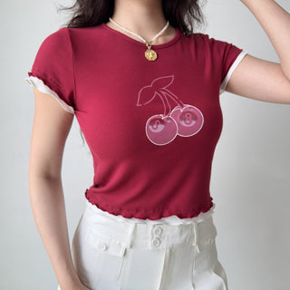 cherry shoulder Top