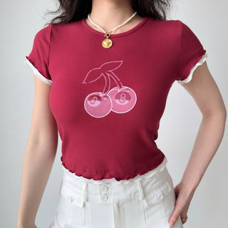 cherry shoulder Top