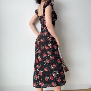 rose low-cut dress