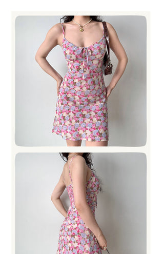 printed suspender skirt