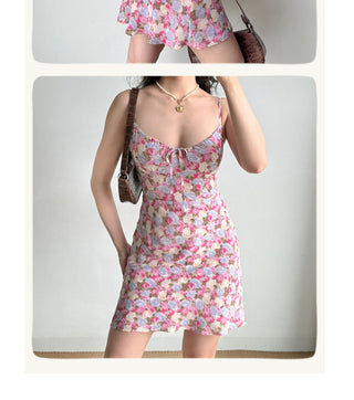 printed suspender skirt