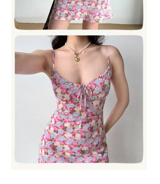 printed suspender skirt