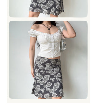gray print skirt