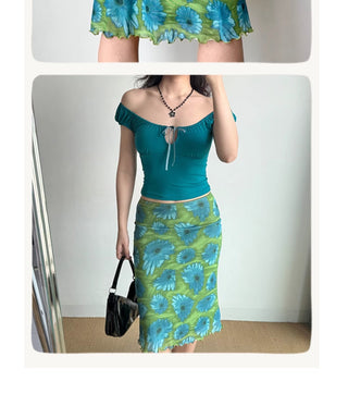 contrast sheath skirt