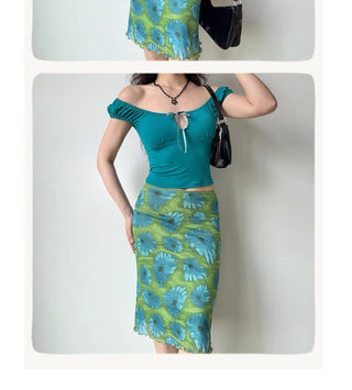 contrast sheath skirt