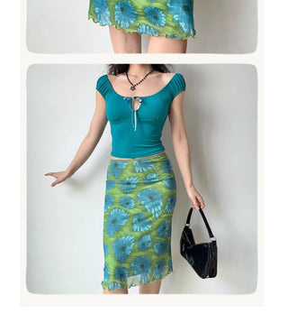 contrast sheath skirt