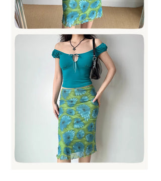 contrast sheath skirt