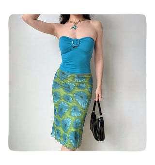 contrast sheath skirt