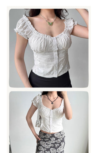 puff embroidered shirt