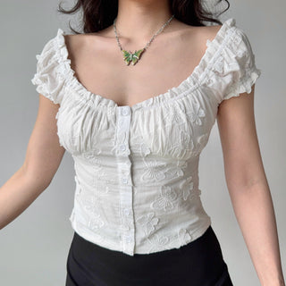 puff embroidered shirt