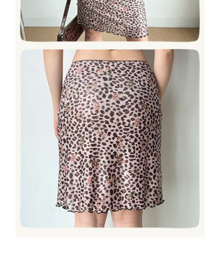leopard skirt set