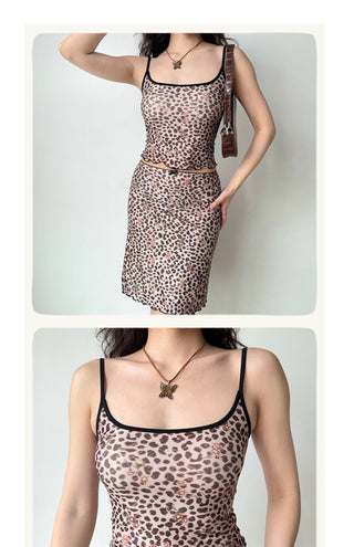 leopard skirt set