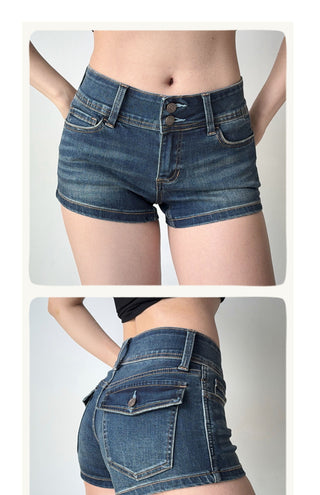 washed denim shorts