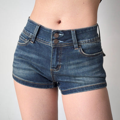 washed denim shorts