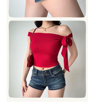 washed denim shorts