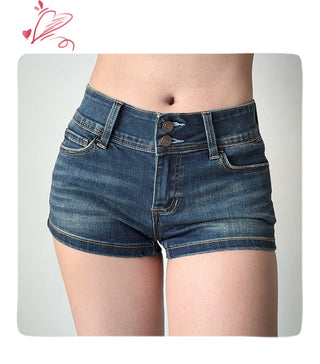 washed denim shorts