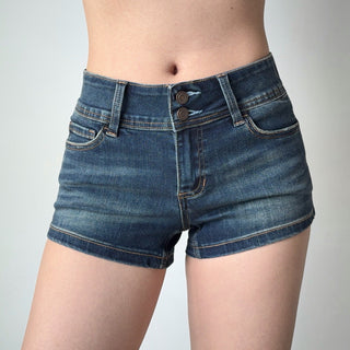 washed denim shorts