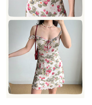 strawberry suspender skirt