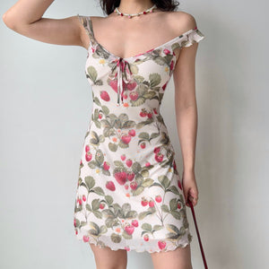 strawberry suspender skirt