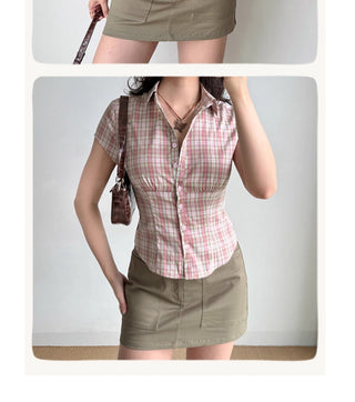 plaid slim shirt