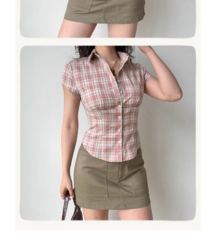 plaid slim shirt