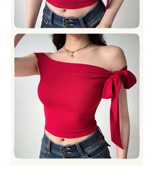off-neck tied Top