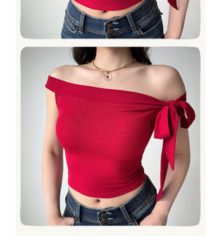 off-neck tied Top