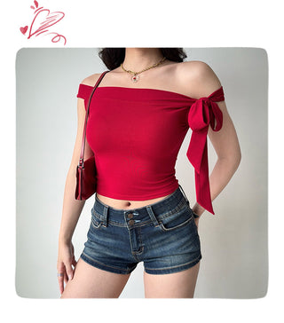 off-neck tied Top