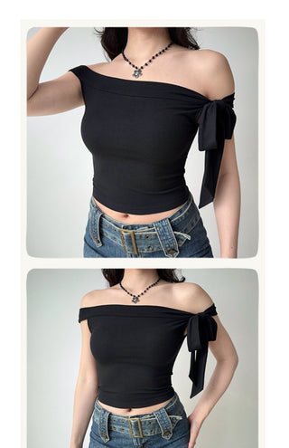 off-neck tied Top